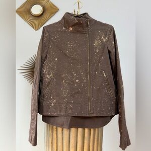 BCBGMaxAzria Brown Splatter Utility Jacket